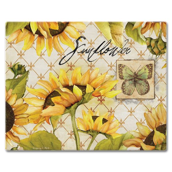 CounterArt Sunflowers in Bloom Glass Cutting Board, 15 x 12 Inches