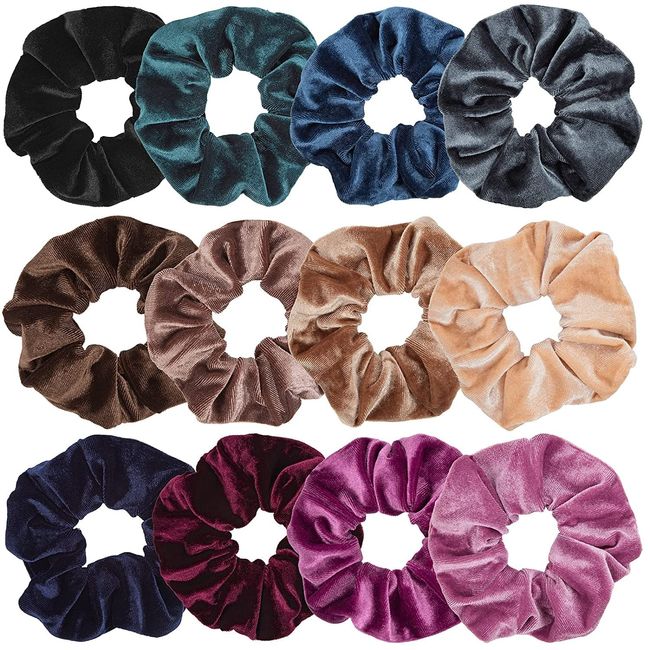 12 Stück große Haar Scrunchies Samt elastische Haarbänder Scrunchy, große Haar Scrunchies für Frauenhaar, Haarbinder Scrunchie Zubehör Valentinstag Weihnachtsgeschenke für Frauen Mädchen