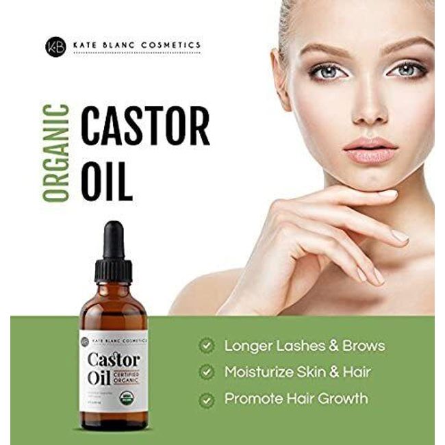 Castor Oil  2 Oz USDA Certified Organic 100% Pure Stimulate Growth for Eyelashes