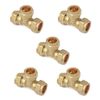 TC Compression Brass Equal Tee 15mm for Copper Pipe Connector -Pack of 5