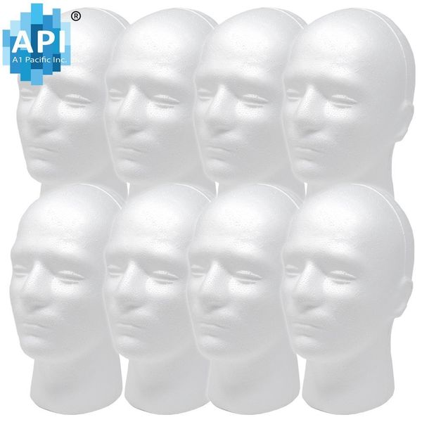 Male Styrofoam Foam Mannequin Head 11" (8 Count)