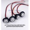 (4) Clear lens Red 3/4" LED lights 3 wire Dual function Clearance Marker Trailer