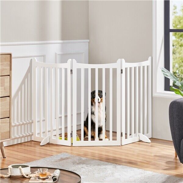 36″ Tall Freestanding Wooden Pet Gate, 3-Panel Pet Puppy Fence Indoor Use