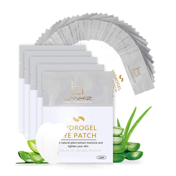 LANKIZ Eye Pads for Lash Extensions Under Eye Gel Pads for Eyelash Extensions Lint Free Hydrogel Eye Patches Eyelash Extension Supplies 100 pairs