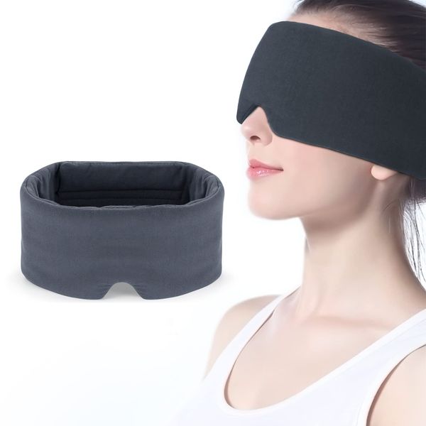 Mavogel Sleep Mask - Skin Friendly Modal Material & Light Blocking Sleeping Mask for Home/Flight/Shift Work, Handmade, Fully Adjustable Strap, Full Eye Covers for Women/Men Sleeping (Dark Grey)