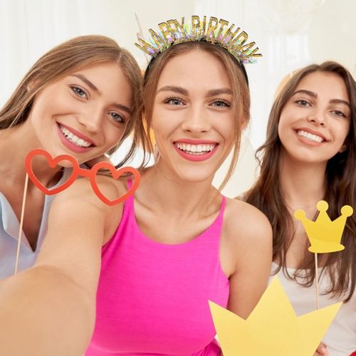 CIEHER Happy Birthday Headband for Women Girls Birthday Gifts Birthday Decorations Gold