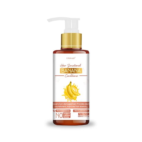 Unisaif Hair Sensational Organic Banana Conditioner With Plant Based Actives, Improves Hair Elasticity| Improves Hair Texture| Paraben & Sulphate Free| Silicon Free (100 ml).