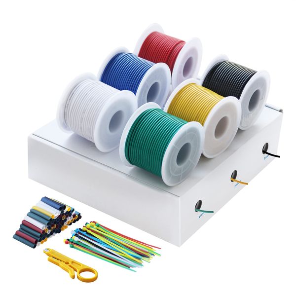 Hook up Wire Kit- HuLuWa 22 AWG 0.3mm² Electrical Wire Flexible Silicone Wire kit 6 Colors(26.25Feet/8Metre Each) For DIY RC Aircraft,RC Vehicle,Model Ships,Lamps,Household Appliances,Meters Ect.