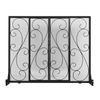 Sliding Door Fireplace Screen, Wrought Iron Mesh Spark Guard Protector for Ba...
