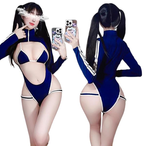 LIKENNY School Swimsuit, Leotard, High Leg Lingerie, Sexy, Cosplay, Devil, Extreme, Temptation, Underwear, Cute, Women's, Babydoll, Gift, Halloween, Christmas, Popular, Cosplay, blue