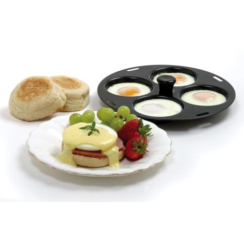 Norpro 992 Nonstick 4-Egg Poacher, 8.5 inch, Black