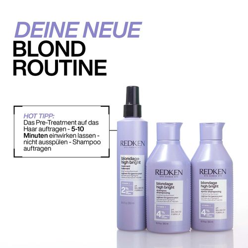 Redken Hair Shampoo for Blonde Hair, Brightening Effect, with Vitamin C, Colour Extend Blondage High Bright Shampoo, 1 x 300 ml