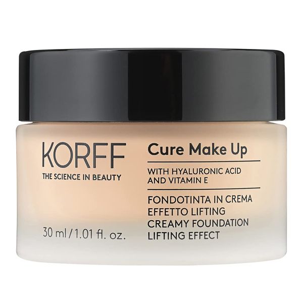 Korff Foundation Creme mit Lifting-Effekt, mittlere Deckkraft mit Hyaluronsäure und Vitamin E, Fondant und Creme, Finish Satin 01, Format 30 ml