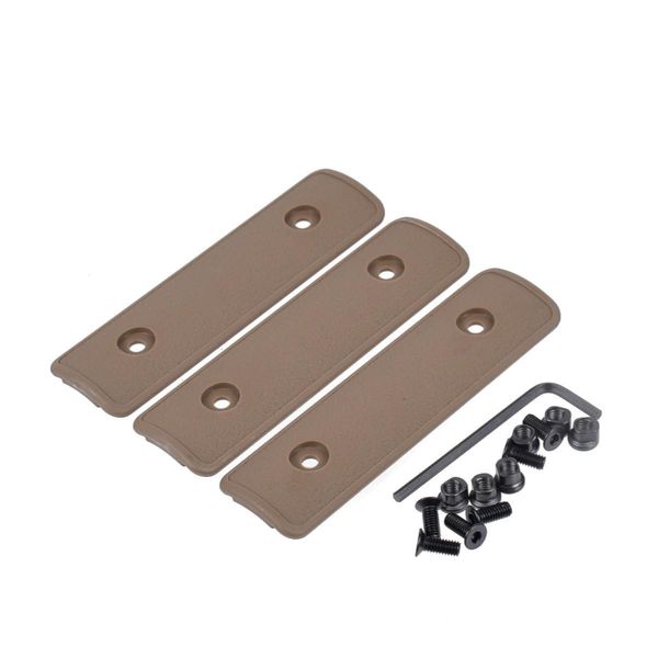 HOUSON 3 PCS Keymod Picatinny Handguard Protector, Picatinny Schiene Abdeckung Gummi Rifle Handguard Protector Rubber Ladder Rail Cover für Keymod Rail Khaki