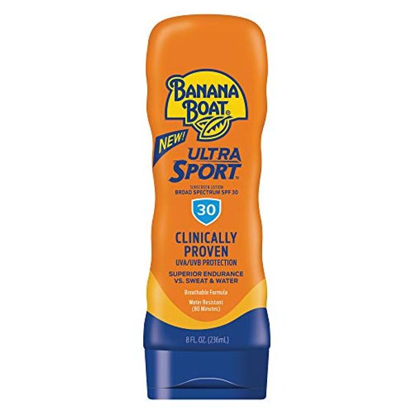 Banana Boat Sport Ultra SPF 30 Sunscreen Lotion, 8oz | Banana Boat Sunscreen SPF 30 Lotion, Oxybenzone Free Sunscreen, Sunblock Lotion, Banana Boat Lotion, Water Resistant Sunscreen SPF 30, 8oz