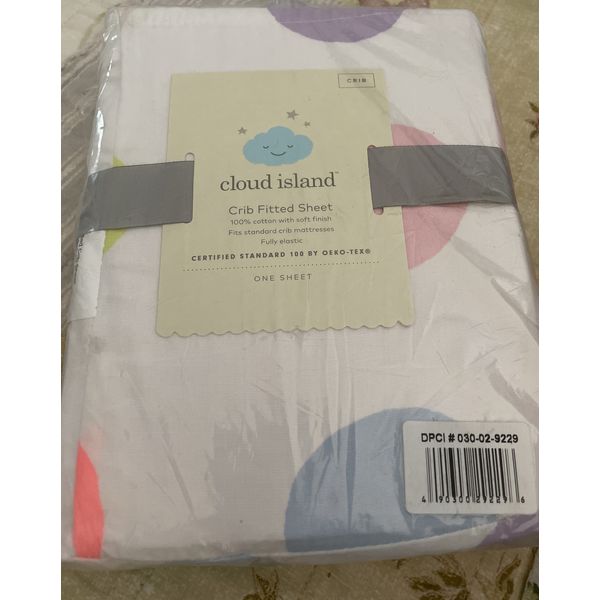 Cloud Island Fitted Crib Sheet White / Bright Dots Blue Pink New
