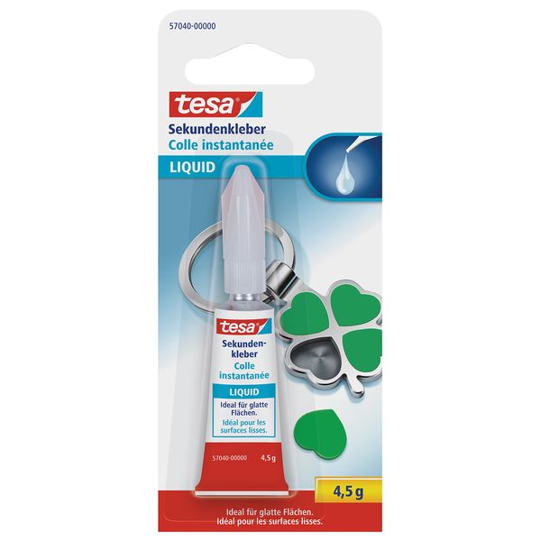 tesa 57040 Sekundenkleber, flüssig Schnellreparaturen, wasserfest, hitzebeständig, vielseitig einsetzbar