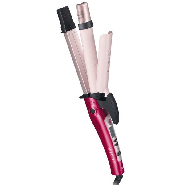 TESCOM IPW1832-P Curling Iron with Steam, 1.3 inches (32 mm), Negative Ion, 2-Way, Sparkle Pink