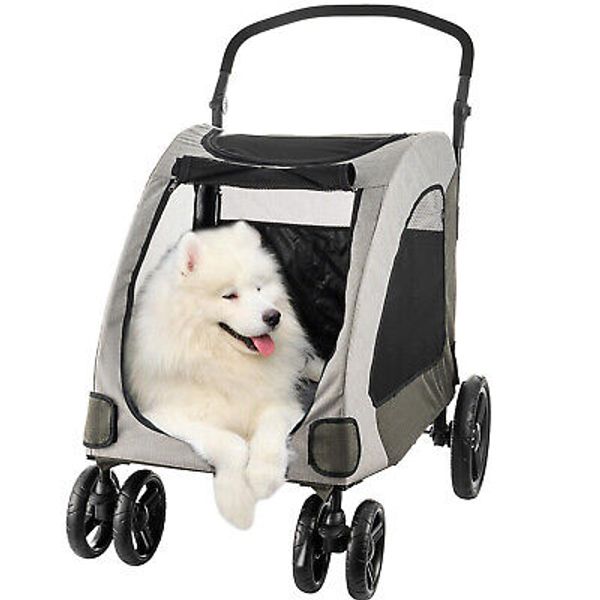 Large Pet Stroller Premium Foldable 4 Wheels Dog Cat Jogger Stroller Lockable