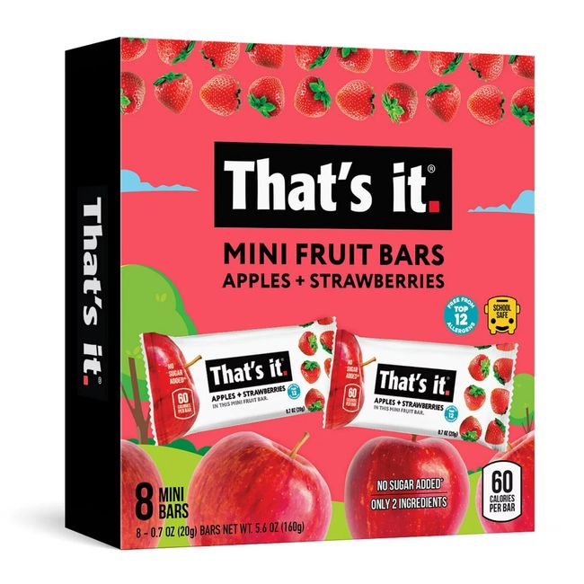 That's it.Gluten-Free Soft & Chewy Apple+Strawberry Fruit Bars 0.7oz 8 Ct.