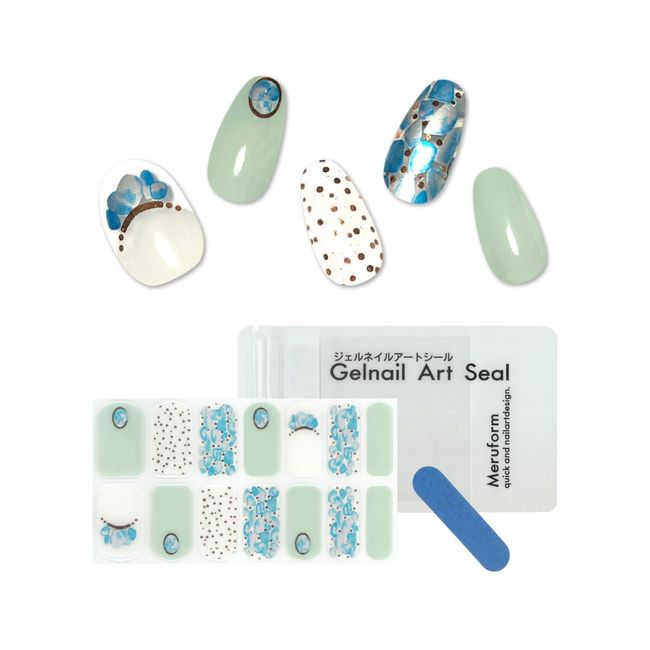 Meruform 3D Nail Sticker, For Hand, Just Stick On Hand, Transparent, Simple, Nail Sticker, Gel Nail (Mint)