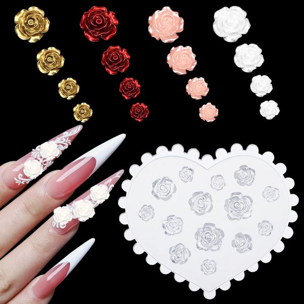 Nogeqi 3D Flower Nail Molds, Flower Mini Resin Molds Nail Art Mold, Rose Camellia Silicone Nail Molds, Silicone Nail Art Molds 3D Silicone for Gel Nail Flowers Women Nail Supplies(Clear)