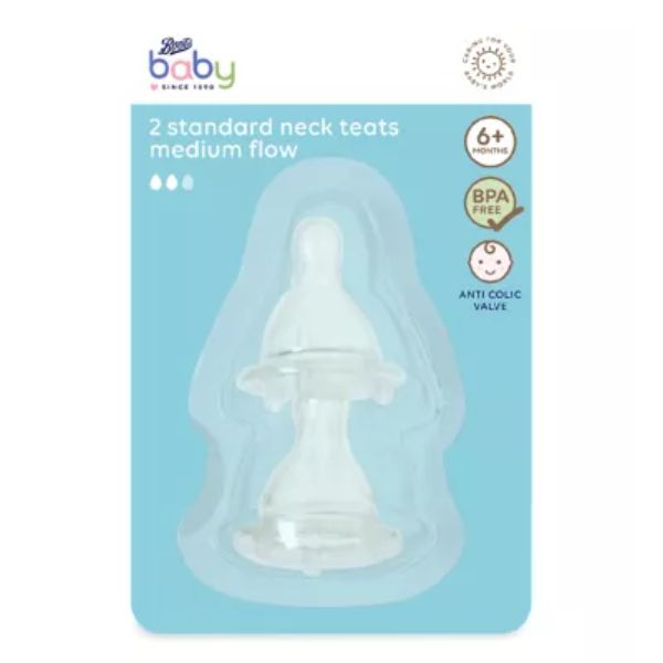 Boots Baby Standard Neck Medium Teat 2 Pack