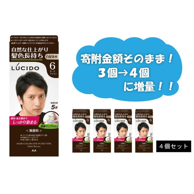 [Hometown Tax] Mandom Lucido One Push Care Color Dark Brown Set of 3 MA-16 [LUCIDO Hair Dye Gray Hair Coloring Men&#39;s Cosmetics Fashionable Daily Necessities] [Beauty/Dark Brown/Hair Coloring/Grey Hair Dye/Hair Color]