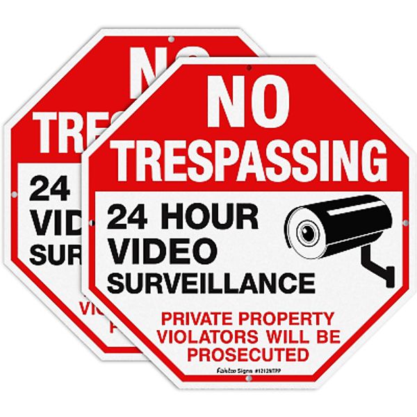 No Trespassing Sign Private Property Protected by Video Surveillance Violators W