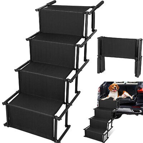 Foldable Dog Ramp 4 Step Collaspible Non Slip Stairs for Car Trucks SUV 176LBS