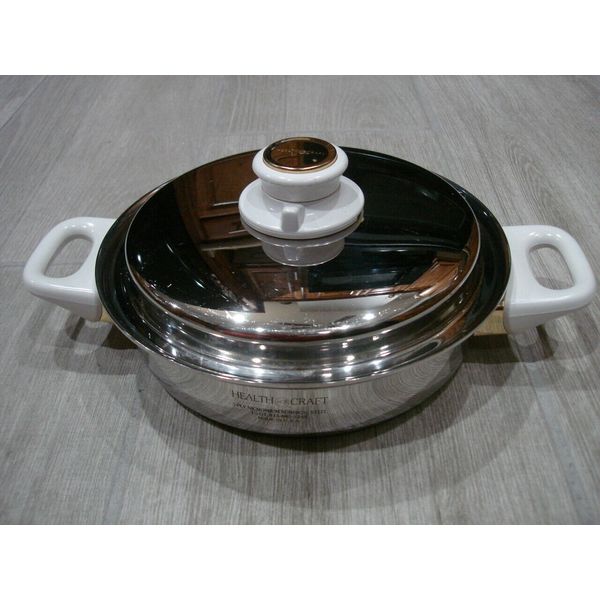 HealthCraft 8 1/2" 1 1/4 Qt Saute Pan 5 PLY NICROMIUM Surgical Steel W/Lid White