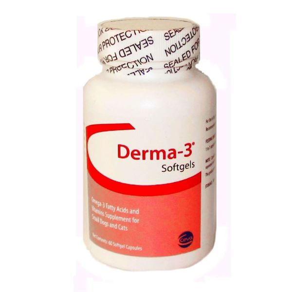 Derma-3 Softgels For Cats & SMALL Breeds, RED 60 Capsules