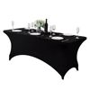2Pack, 6FT Spandex Table Cover Fitted Rectangular Tablecloth 2PC 6FT Black