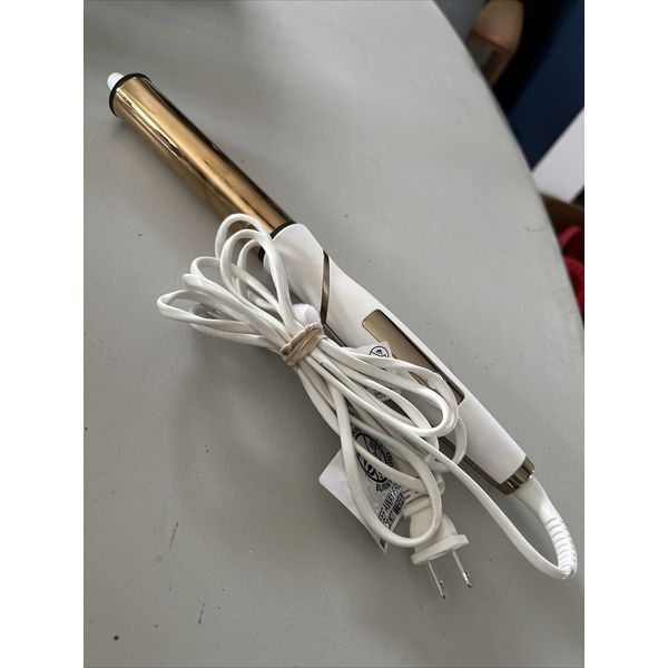 Kristin Ess KES0113 White Gold Corded Electric Rotating Hair Curling Wand 1”