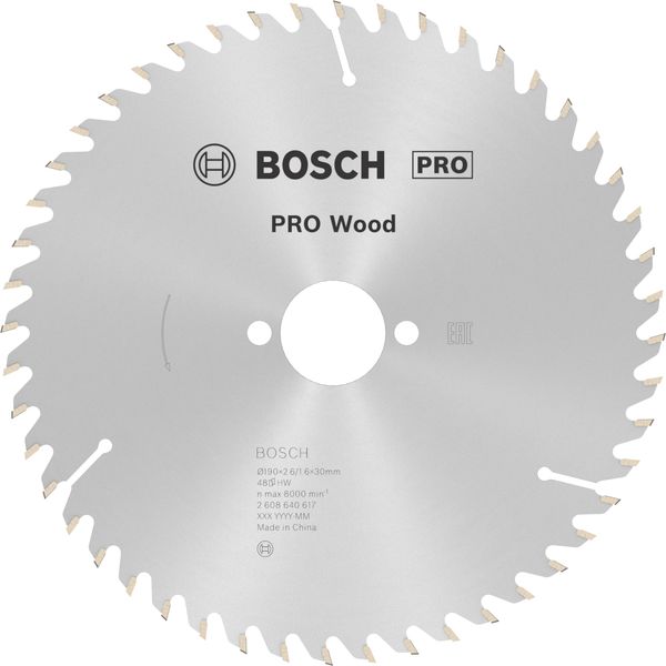 Bosch Professional 2608640617 Optiline Wood Circular Hand Saw Blade, 190mm x 2.6mm x 30mm, 48 Teeth, Silver