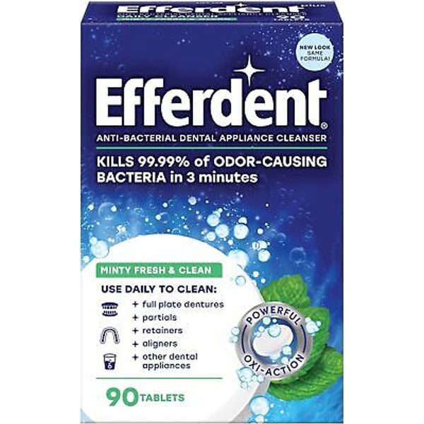Efferdent Minty Fresh Clean Tablets For Dentures Retainers 90 Count