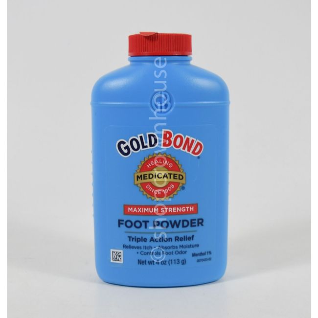 Gold Bond Medicated MAXIMUM STRENGTH Foot Powder Triple Action 4 oz w/ TALC