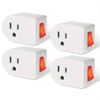 4pk 1 Port Wall Outlet 3Prong AC Power Adapter Plug With On/off Switch 