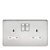 Knightsbridge SFR9000PCW Screwless 13A 2G Dp Switched Socket-Polished Chrome with White Insert