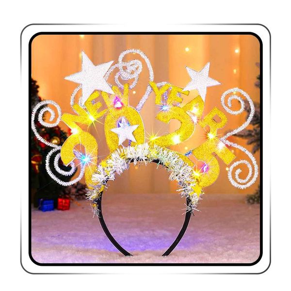 Evlry LED Christmas Headband 2025 Luminous New Year Headband Sparkling Party Hair Accessories for Women