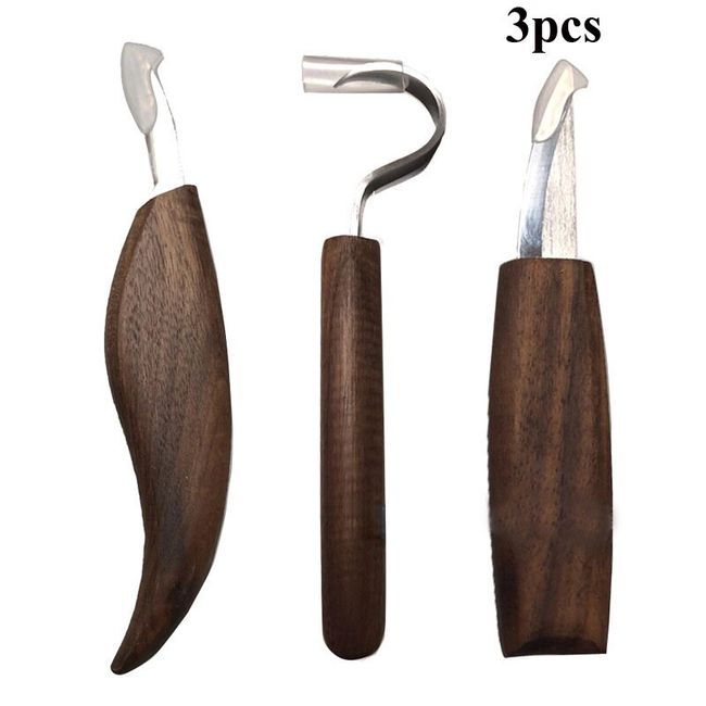 3Pcs Spoon Wood Carving Whittling Hook Knife Cutter DIY Craft Hand