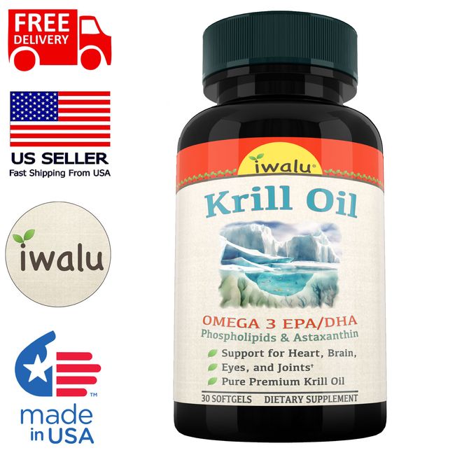 Antarctic Krill Oil Omega 3 6 9 - Astaxanthin Epa Dha Fatty Acid Supplements USA