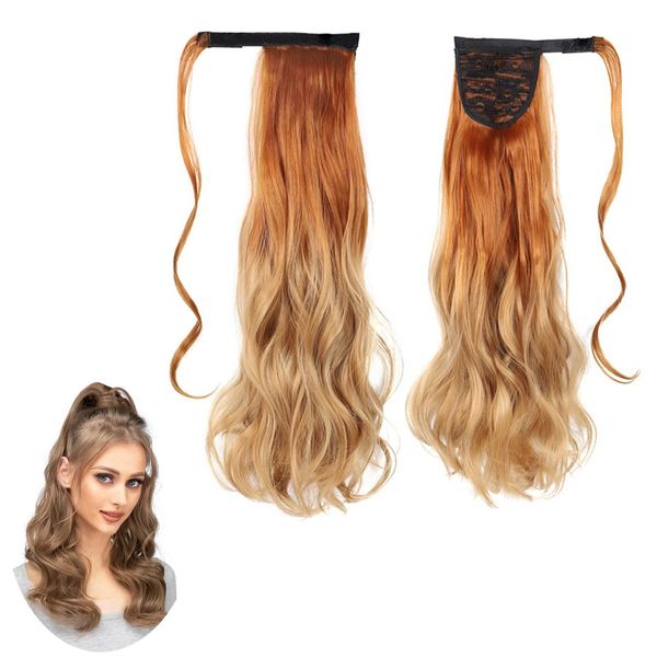 Traziewell Hair Pieces Hair Extension Long Wavy Synthetic Natural Curly Ponytail Hair Extensions Hairpieces for Women Daily Use, 0521