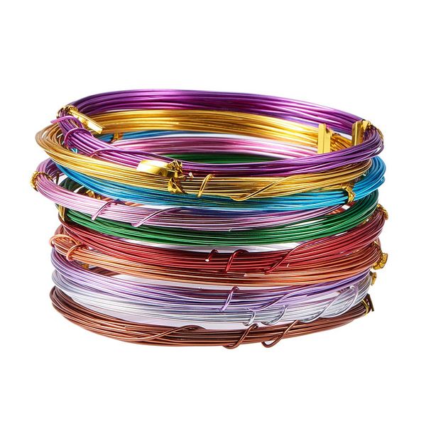 PandaHall Aluminum Wire, 0.04 inch (1 mm), Mix, Set of 10 Rolls, Color Craft Wire, Artistic Wire, Auxiliary Material, Mixed Colors, DIY Use, Craft Materials, Handmade Material, 16.4 ft (5 m) Roll