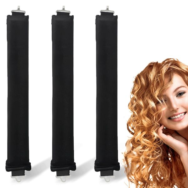 3-Stück Overnight Blowout Rods Heatless Curls Große Locken,Blowout Hair Overnight,Blow Out Hair Curler,Hitzefreie Lockenwickler,Locken Ohne Hitze für Lange Haare,Hair Curler No Heat (Schwarz)