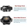 sourcing map 10pcs Star Knobs M6 Female Thread 32mm Head Plastic Through Hole Brass Screw-in Clamping Handles Threaded Hand Knobs, Black