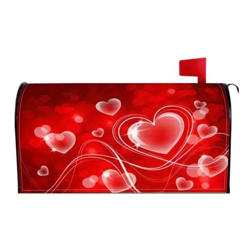 Mother's Day Mailbox Cover Magnetic Standard Size 21 x 18 inch Red Pink Hearts Love Magnetic Mailbox Cover Waterproof Post Box Magnetic Covers for Garden Patio Mother's Day Decoration