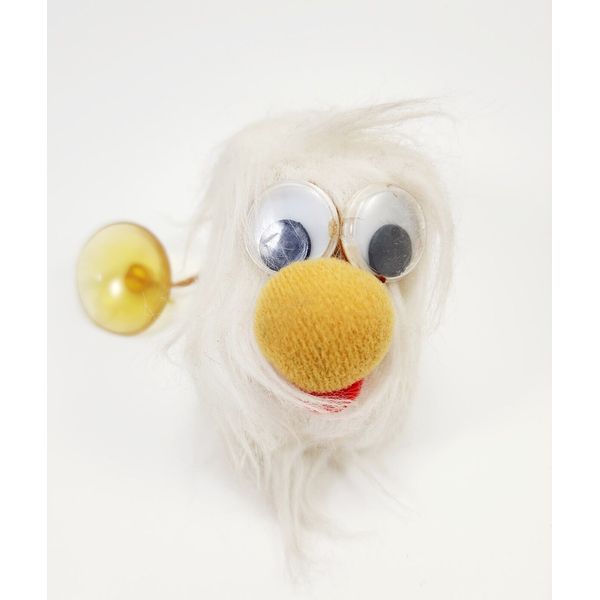 Vtg 1970's Gonk Slurp Window Cling Squeaky Toy Googly Eye Hairy Monster Plush !!