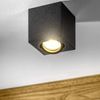 CGC Lighting Modern Ceiling Spotlight Cylinder Surface Mount Adjustable Tilt Downlight GU10 (Black, Square)