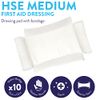 JFA Medical HSE Medium Sterile First Aid Wound Dressing Bandage with Pad 12 x 12cm - Pack of 10 Bandages